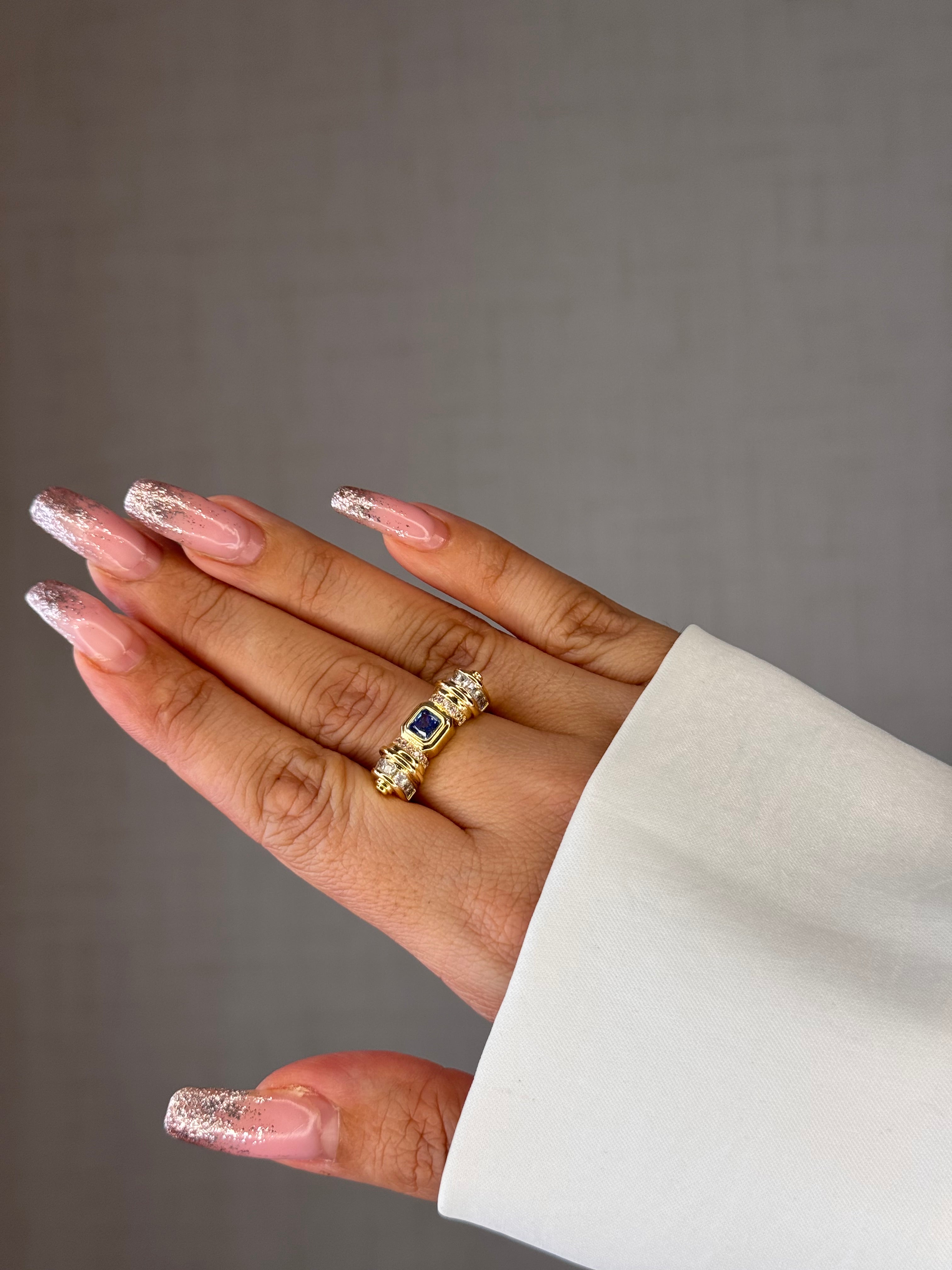 Mavi kristal taşlı şövalye yüzük