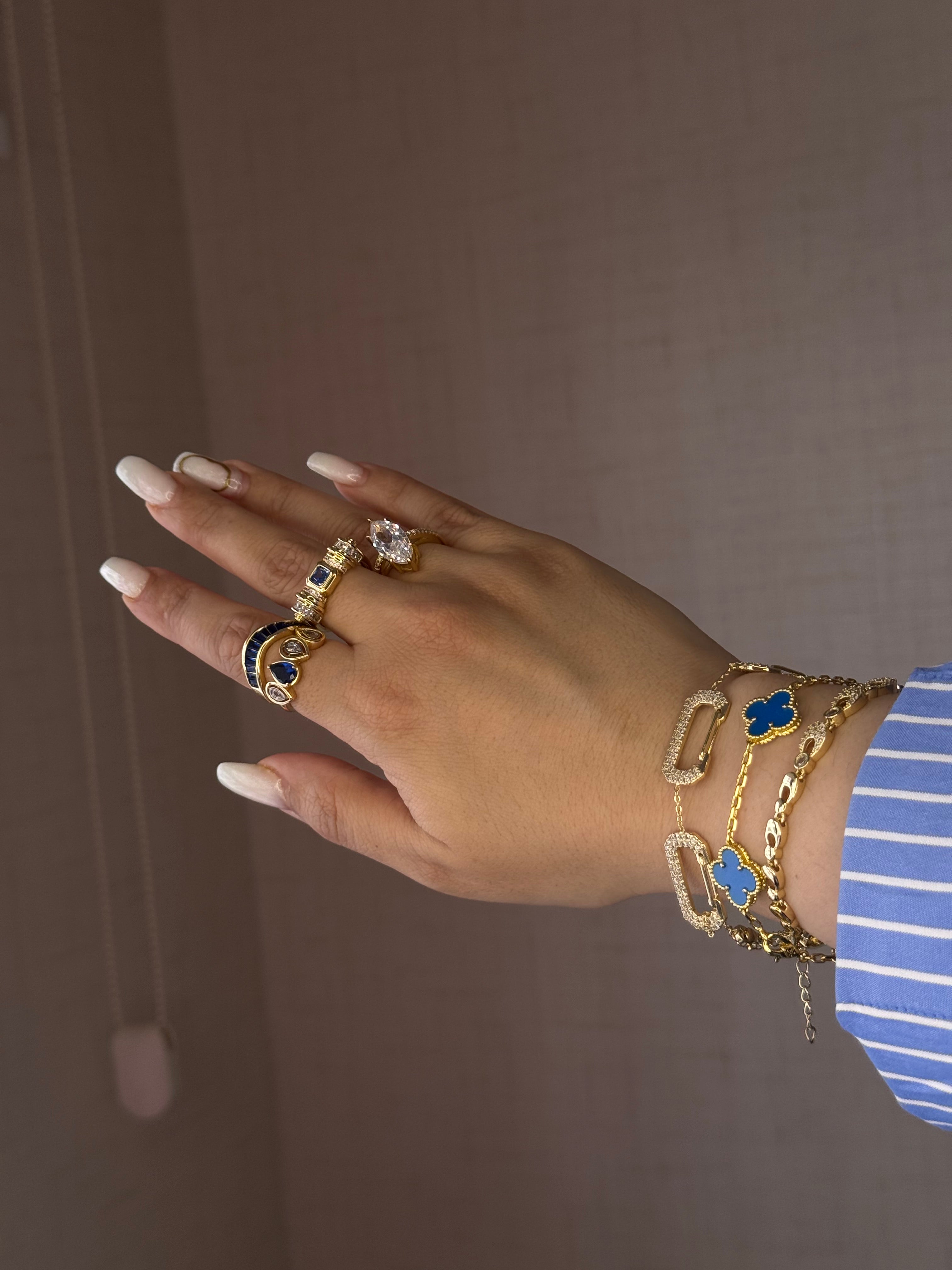 Mavi kristal taşlı şövalye yüzük