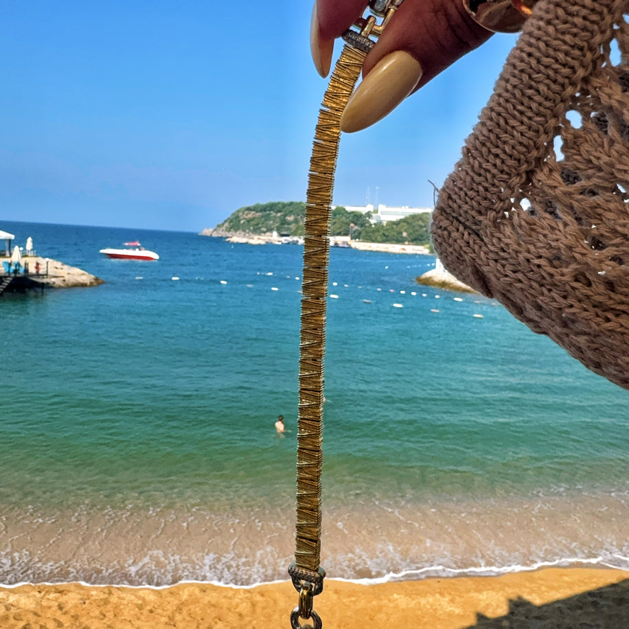 14K altın kaplama kuyumcu hasır kilit detay bileklik